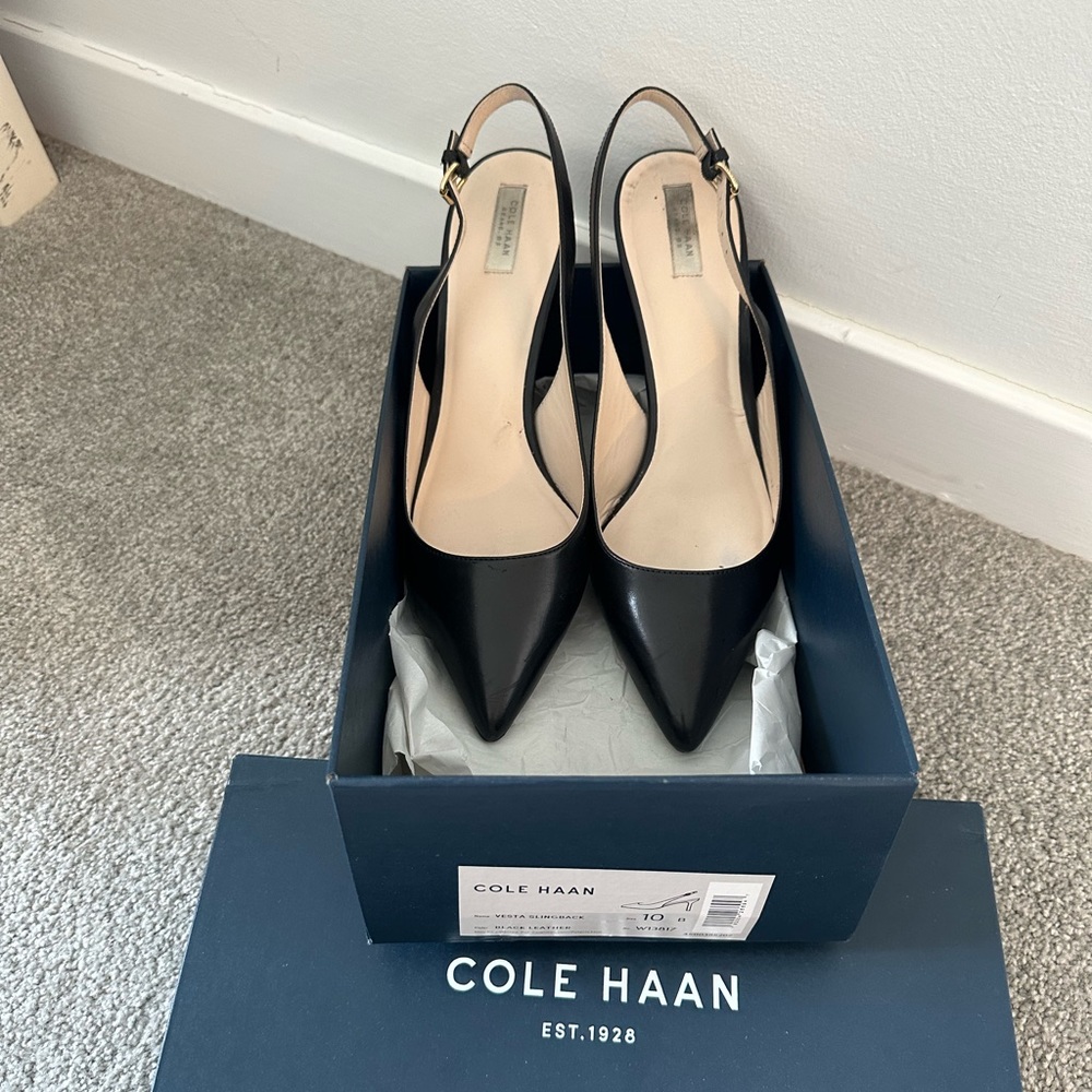 Cole Haan Vesta sling back kitten heels black 10